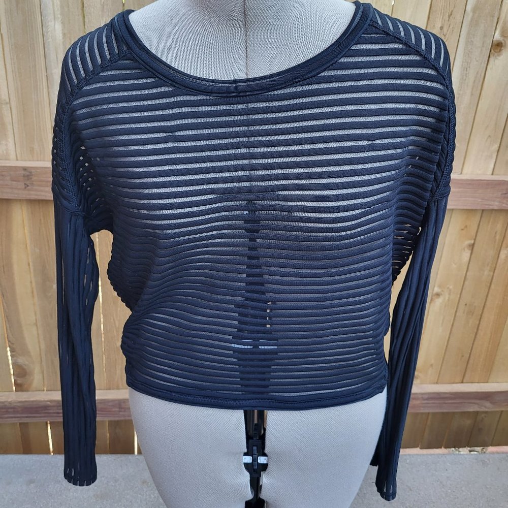 ZELLA women's sheer striped top SMALL